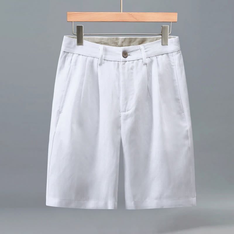 Nimara Ritual Summer Casual Button Zipper Design Solid Front Pleats Men's Shorts With Pockets