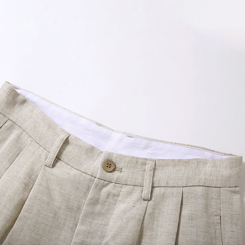 Nimara Ritual Summer Casual Button Zipper Design Solid Front Pleats Men's Shorts With Pockets