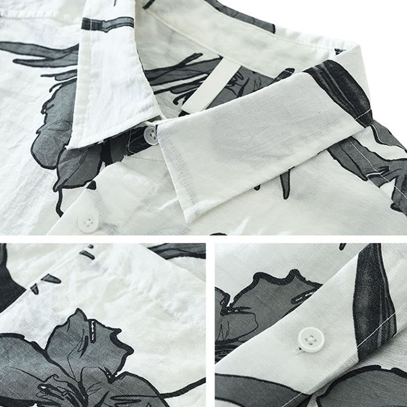 Nimara Ritual Summer Casual Button-Up Floral Men's Shirts With Patch Pocket