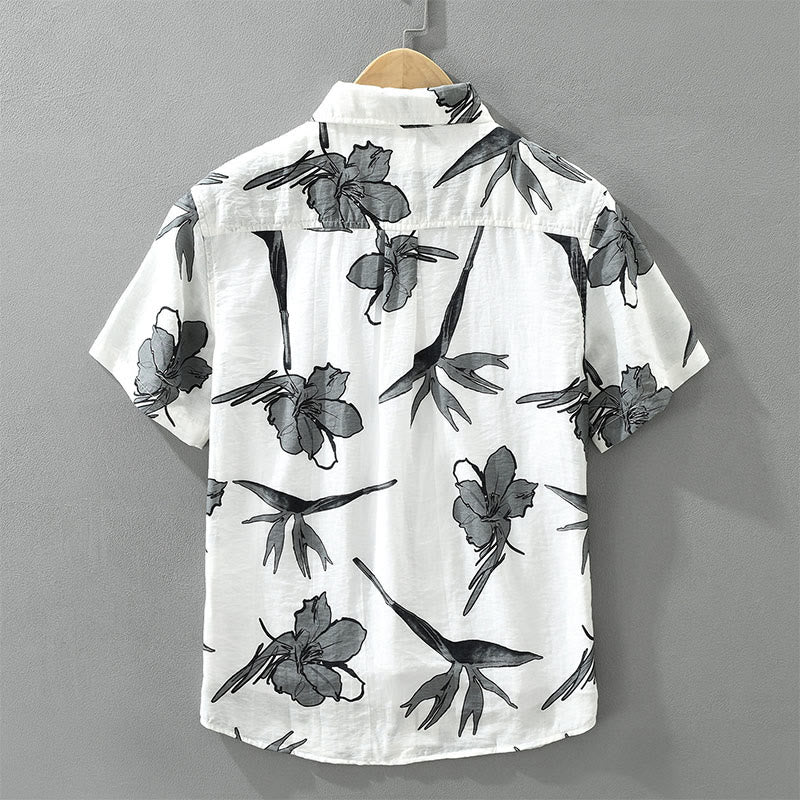 Nimara Ritual Summer Casual Button-Up Floral Men's Shirts With Patch Pocket