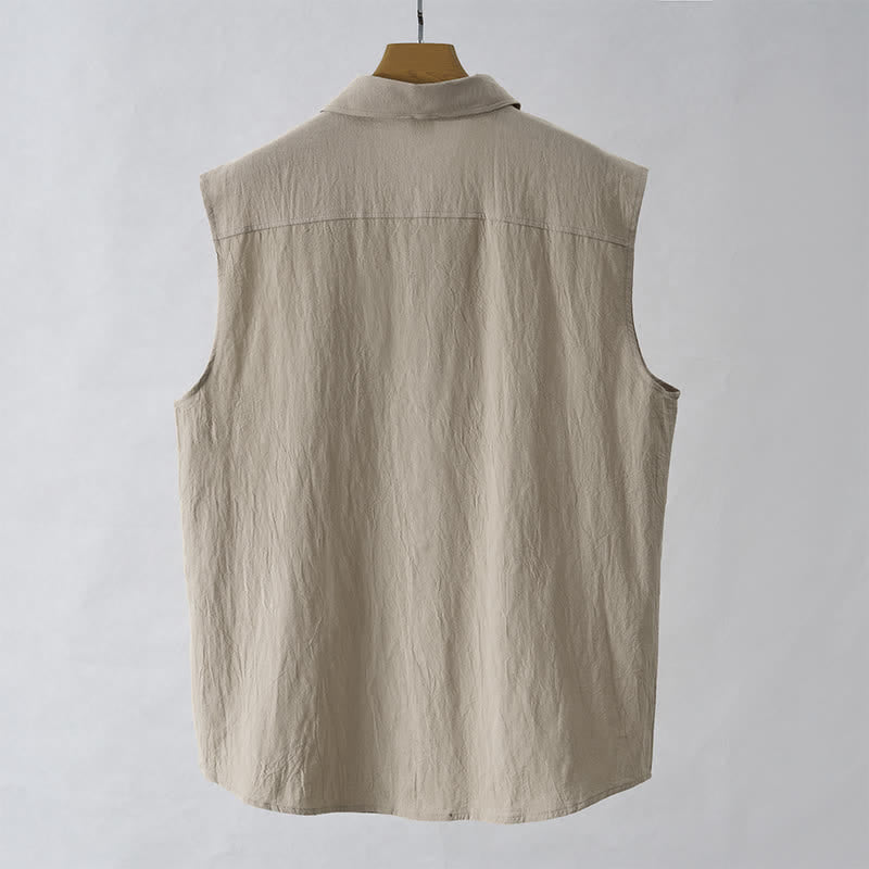 Nimara Ritual Summer Casual Minimalist Button-Up Solid Men's Sleeveless Shirts