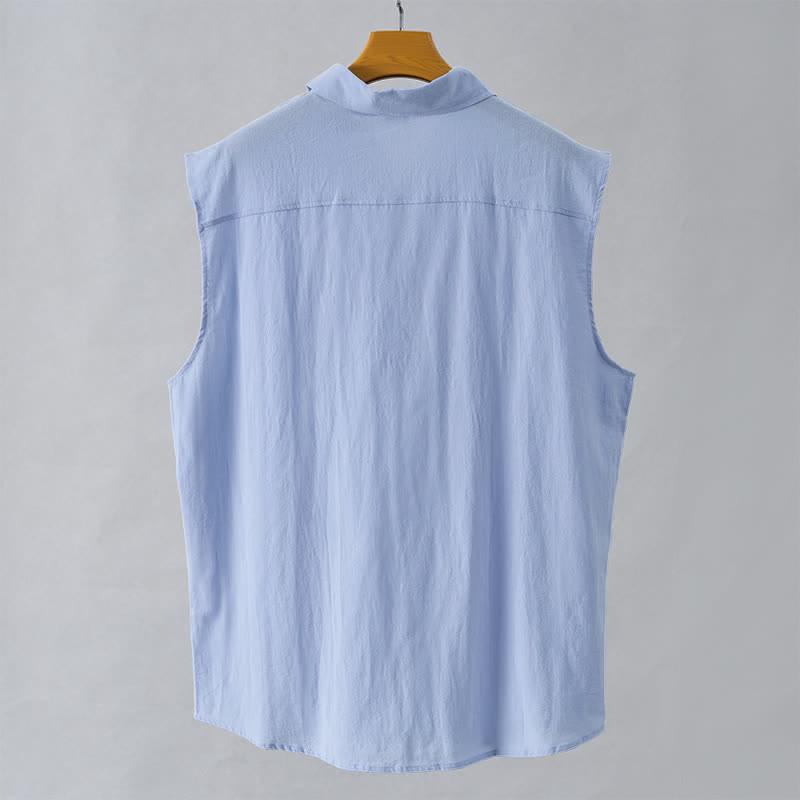 Nimara Ritual Summer Casual Minimalist Button-Up Solid Men's Sleeveless Shirts