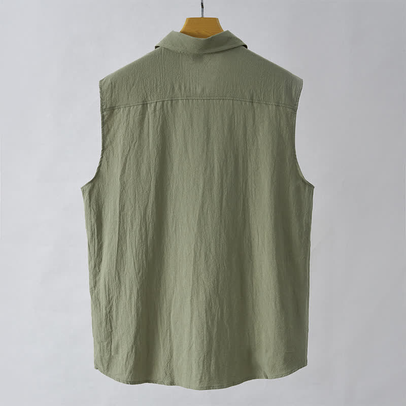 Nimara Ritual Summer Casual Minimalist Button-Up Solid Men's Sleeveless Shirts