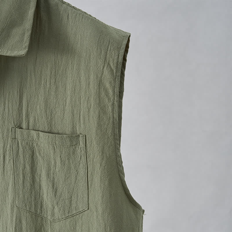 Nimara Ritual Summer Casual Minimalist Button-Up Solid Men's Sleeveless Shirts
