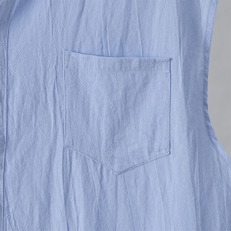 Nimara Ritual Summer Casual Minimalist Button-Up Solid Men's Sleeveless Shirts