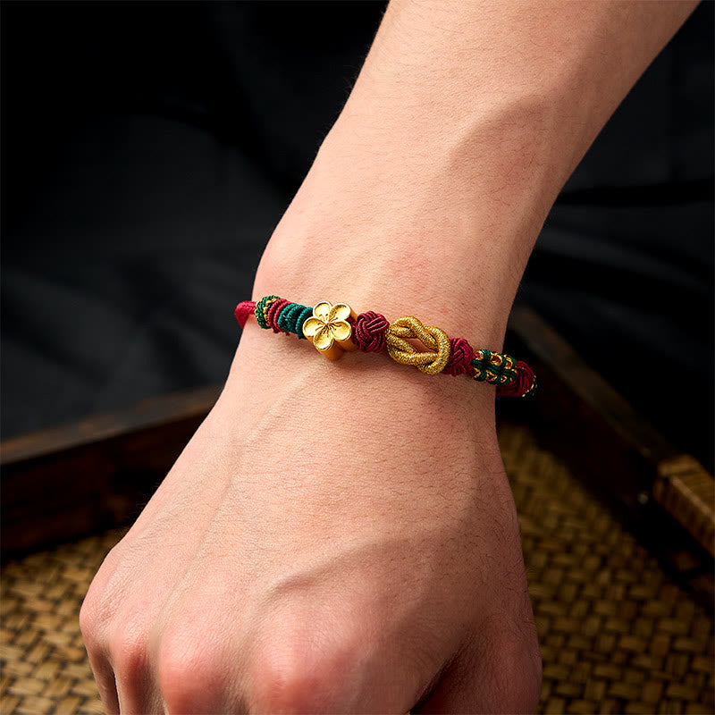 Nimara Ritual Hand-Woven Multicolor Cord Chinese Knotting Peach Blossom Luck Couple Bracelet