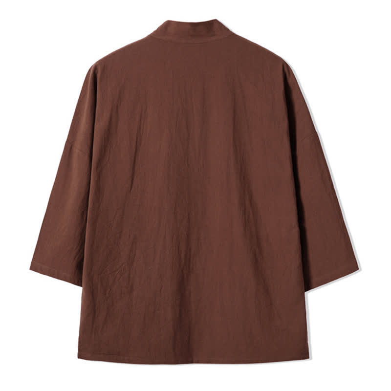 Nimara Ritual Fall Casual Vintage Embroidery Crane Cotton Linen Men's Kimonos