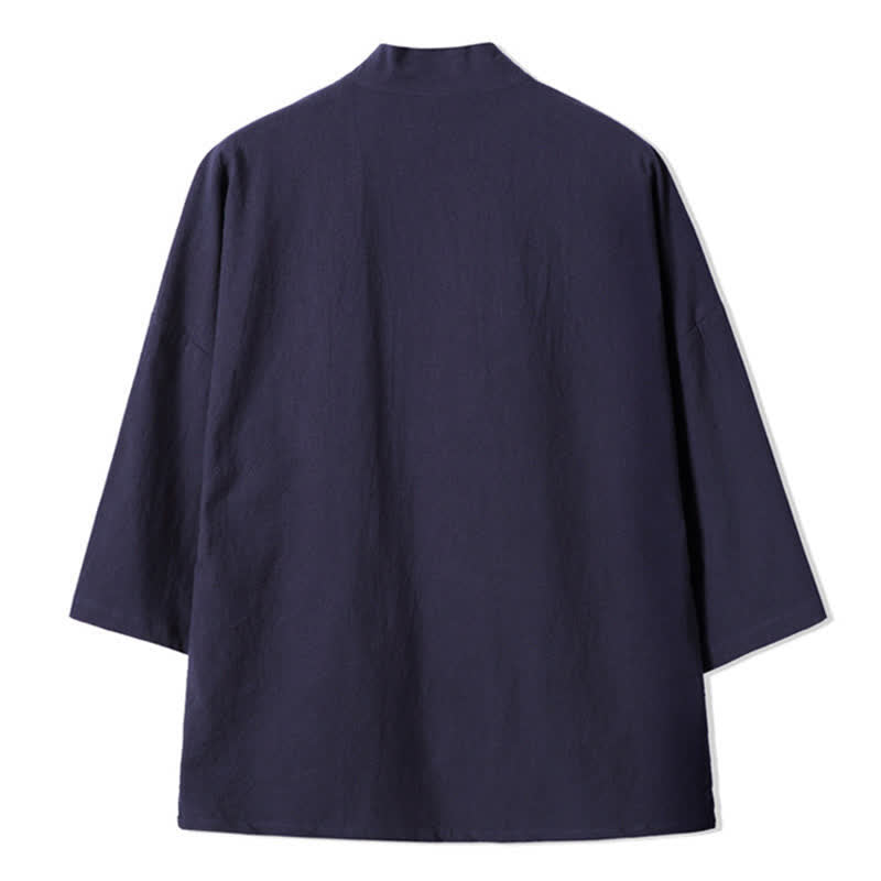Nimara Ritual Fall Casual Vintage Embroidery Crane Cotton Linen Men's Kimonos