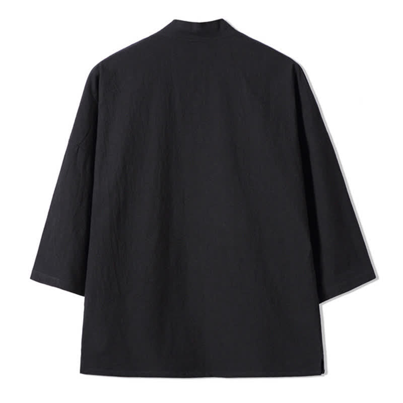 Nimara Ritual Fall Casual Vintage Embroidery Crane Cotton Linen Men's Kimonos