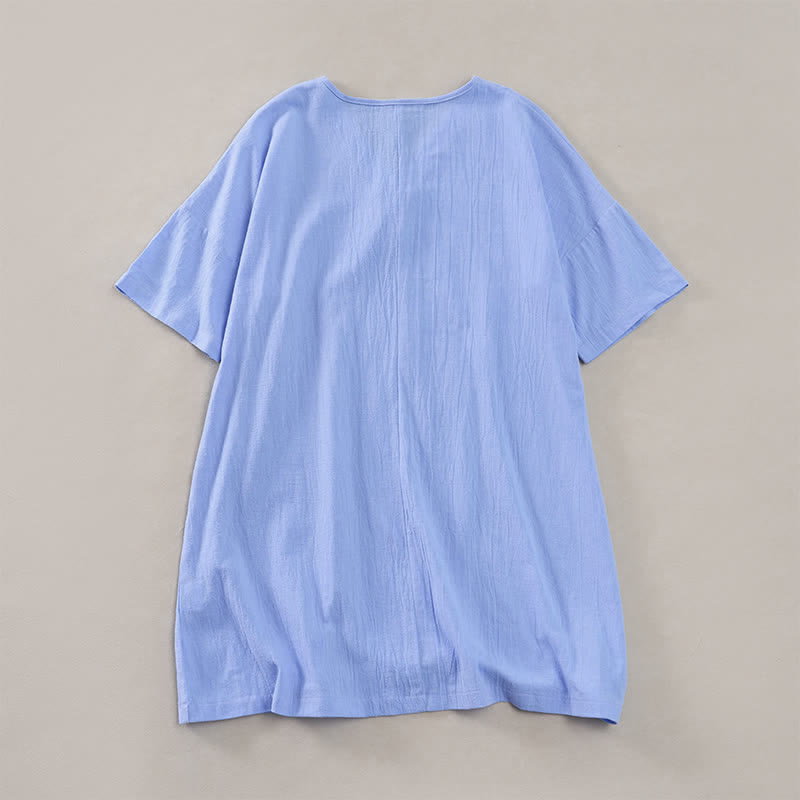 Nimara Ritual Summer Casual Minimalist Button-Up Solid Women's Short Sleeve Dresses
