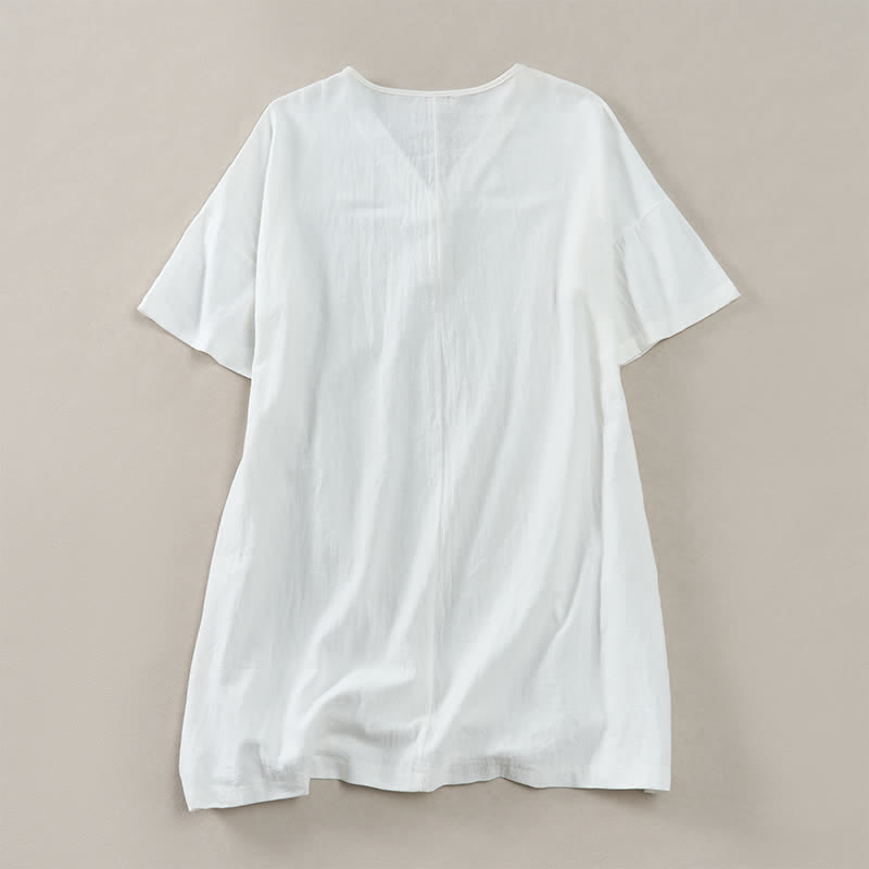Nimara Ritual Summer Casual Minimalist Button-Up Solid Women's Short Sleeve Dresses