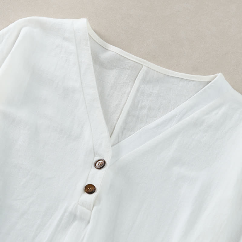 Nimara Ritual Summer Casual Minimalist Button-Up Solid Women's Short Sleeve Dresses