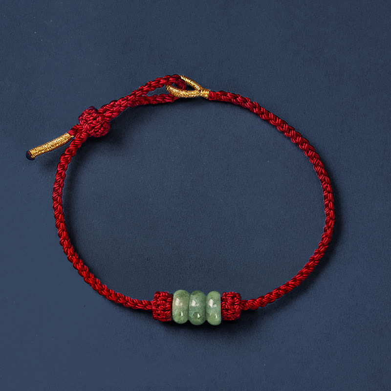 Nimara Ritual Handmade Braided Red String 3mm Jade Beads Protection Adjustable DIY Bracelet
