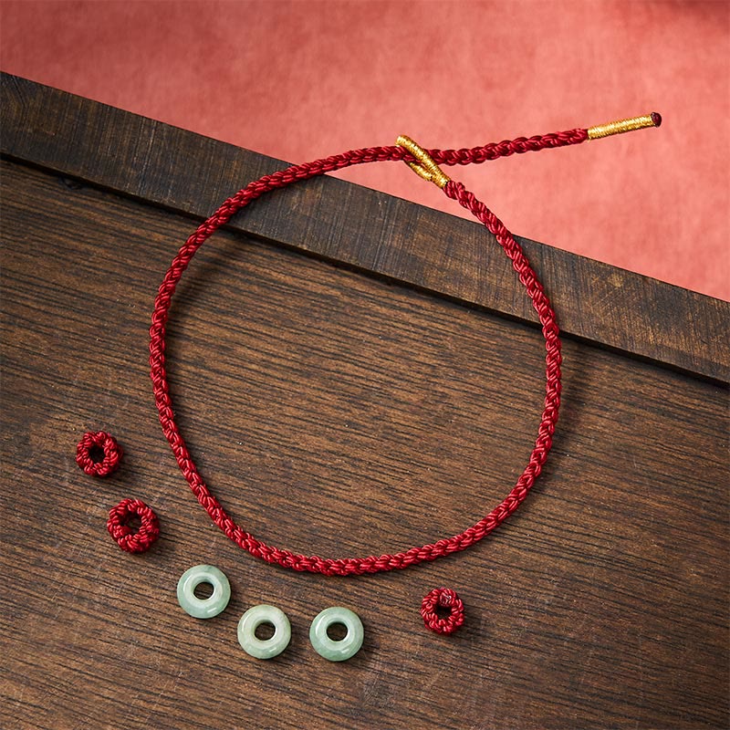 Nimara Ritual Handmade Braided Red String 3mm Jade Beads Protection Adjustable DIY Bracelet