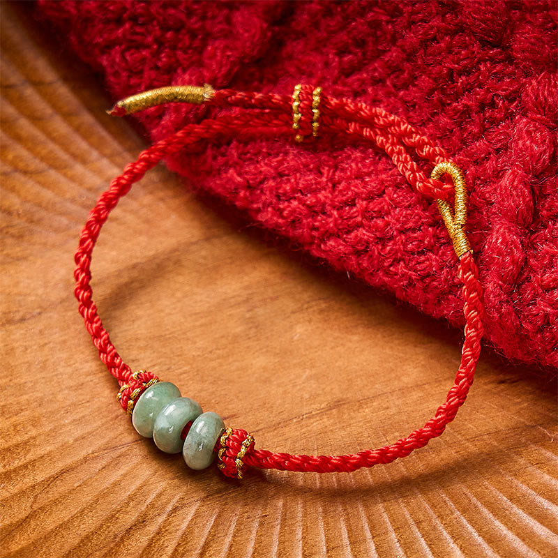 Nimara Ritual Handmade Braided Red String 3mm Jade Beads Protection Adjustable DIY Bracelet