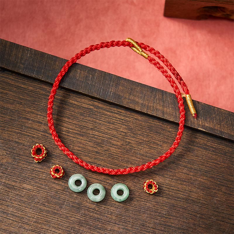 Nimara Ritual Handmade Braided Red String 3mm Jade Beads Protection Adjustable DIY Bracelet