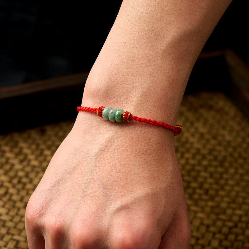 Nimara Ritual Handmade Braided Red String 3mm Jade Beads Protection Adjustable DIY Bracelet