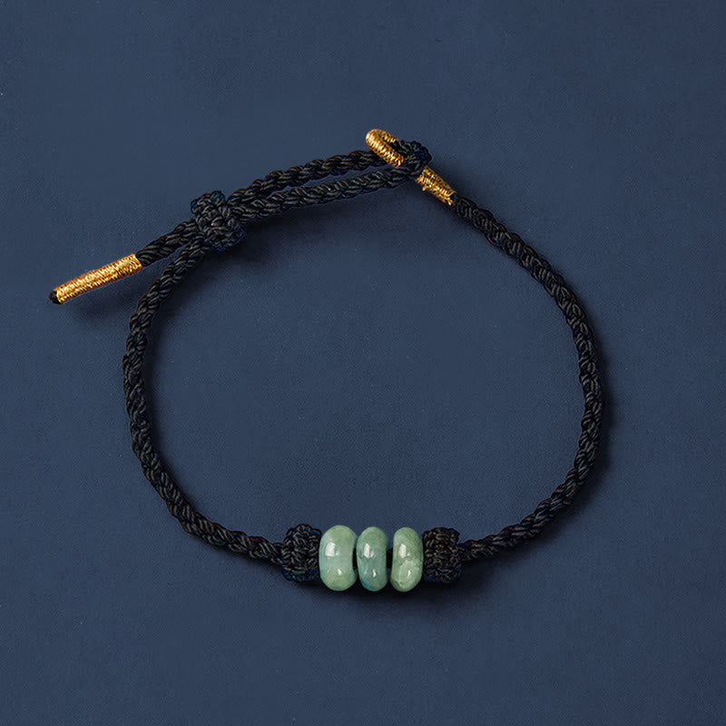 Nimara Ritual Handmade Braided Red String 3mm Jade Beads Protection Adjustable DIY Bracelet