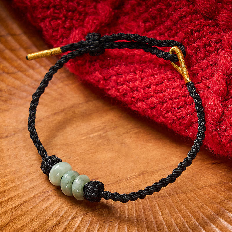 Nimara Ritual Handmade Braided Red String 3mm Jade Beads Protection Adjustable DIY Bracelet