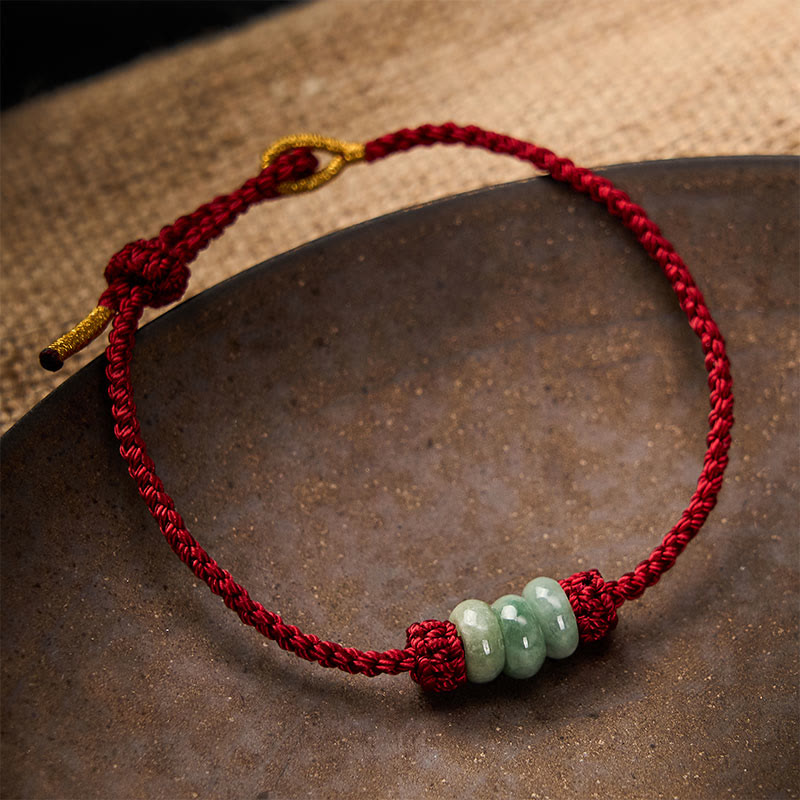Nimara Ritual Handmade Braided Red String 3mm Jade Beads Protection Adjustable DIY Bracelet