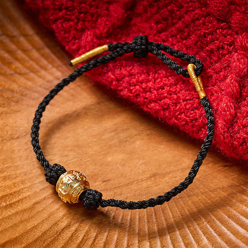 Nimara Ritual Hand-Woven Red String Strength Om Mani Padme Hum Adjustable DIY Bracelet