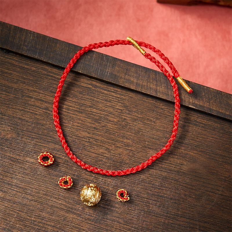 Nimara Ritual Hand-Woven Red String Strength Om Mani Padme Hum Adjustable DIY Bracelet