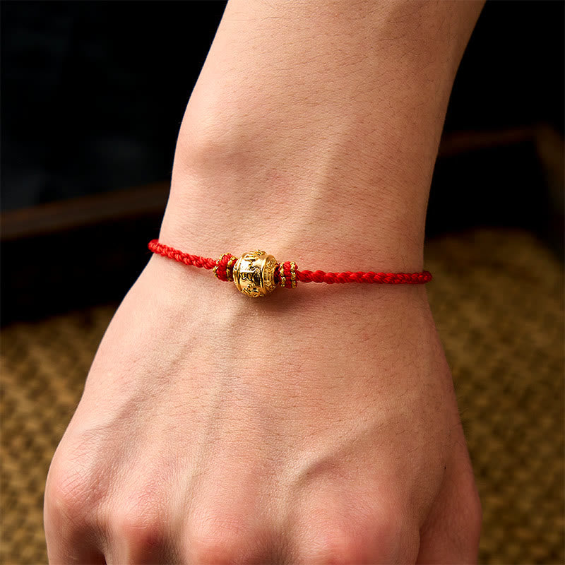 Nimara Ritual Hand-Woven Red String Strength Om Mani Padme Hum Adjustable DIY Bracelet