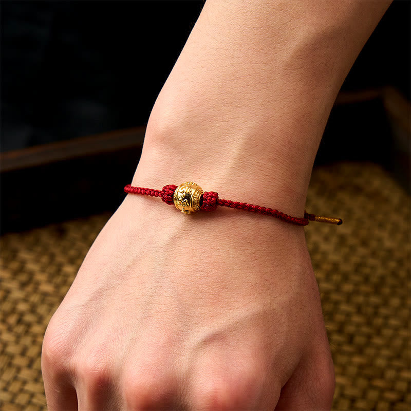 Nimara Ritual Hand-Woven Red String Strength Om Mani Padme Hum Adjustable DIY Bracelet