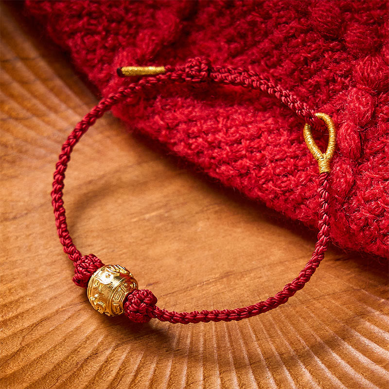 Nimara Ritual Hand-Woven Red String Strength Om Mani Padme Hum Adjustable DIY Bracelet