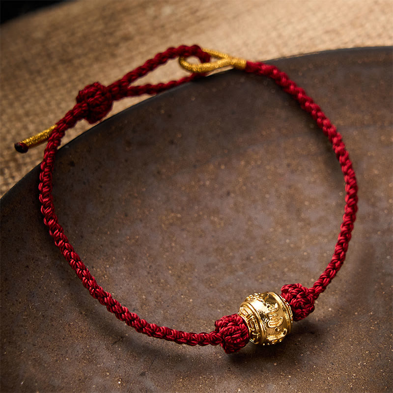 Nimara Ritual Hand-Woven Red String Strength Om Mani Padme Hum Adjustable DIY Bracelet