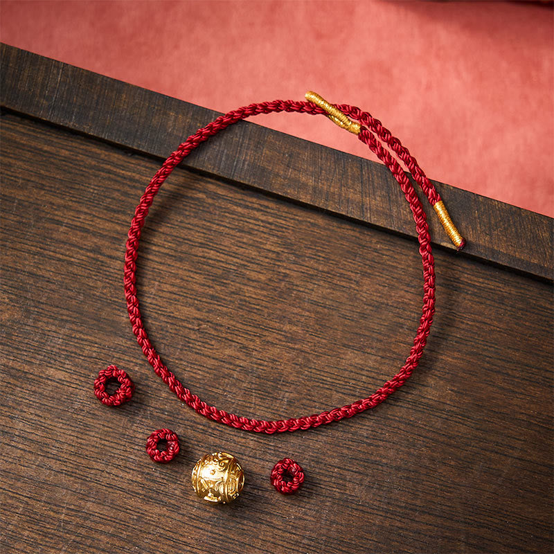 Nimara Ritual Hand-Woven Red String Strength Om Mani Padme Hum Adjustable DIY Bracelet