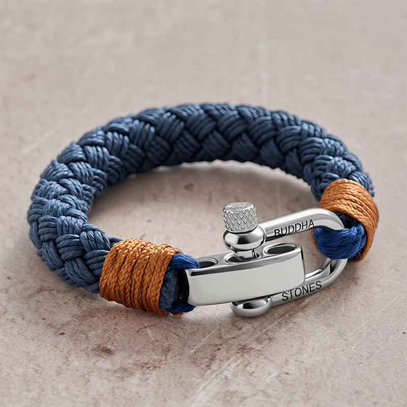Nimara Ritual Titanium Steel Shackle Braided Rope Balance Bracelet