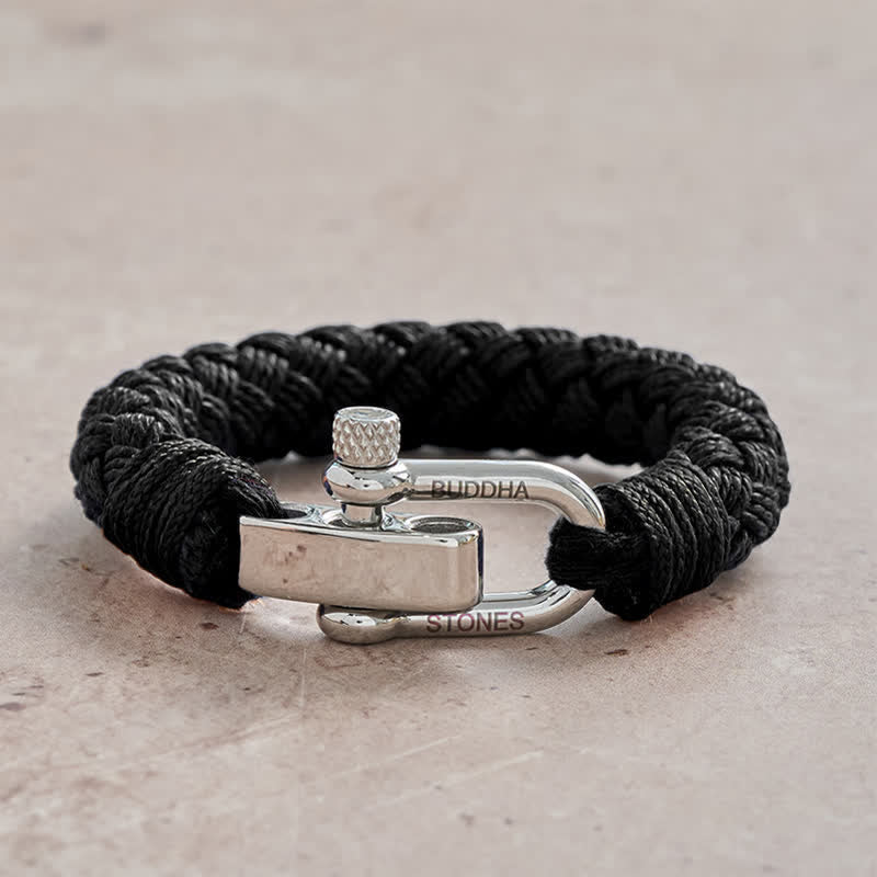 Nimara Ritual Titanium Steel Shackle Braided Rope Balance Bracelet
