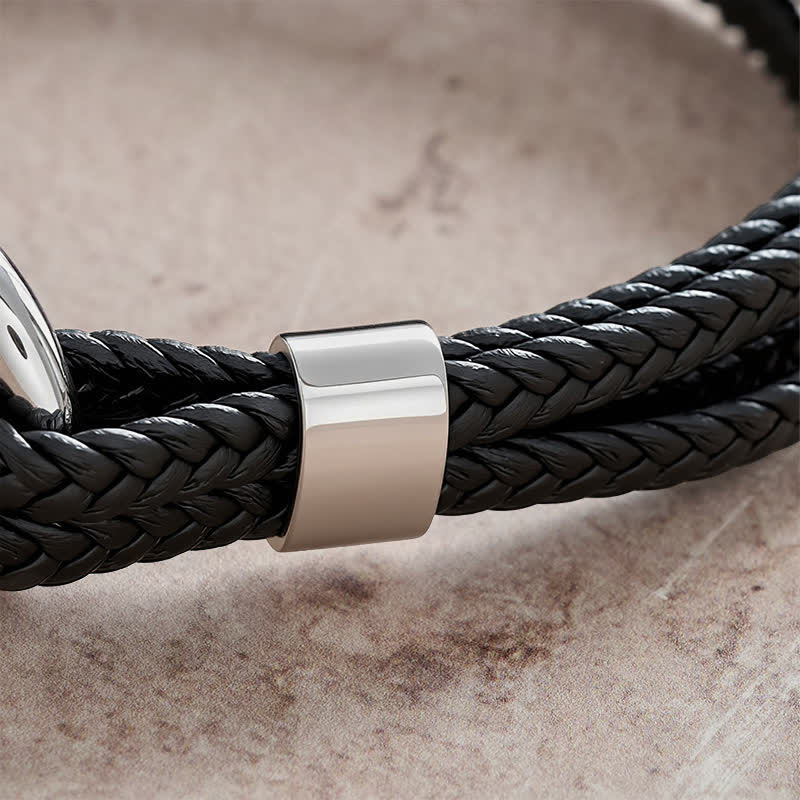 Nimara Ritual Titanium Steel Shackle Braided Leather Calm Bracelet