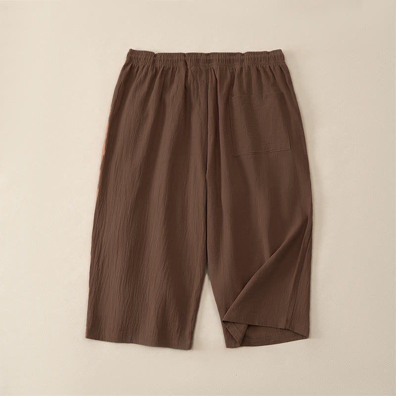 Nimara Ritual Summer Casual Drawstring Solid Capri Pants Men's Straight Leg Pants With Pockets