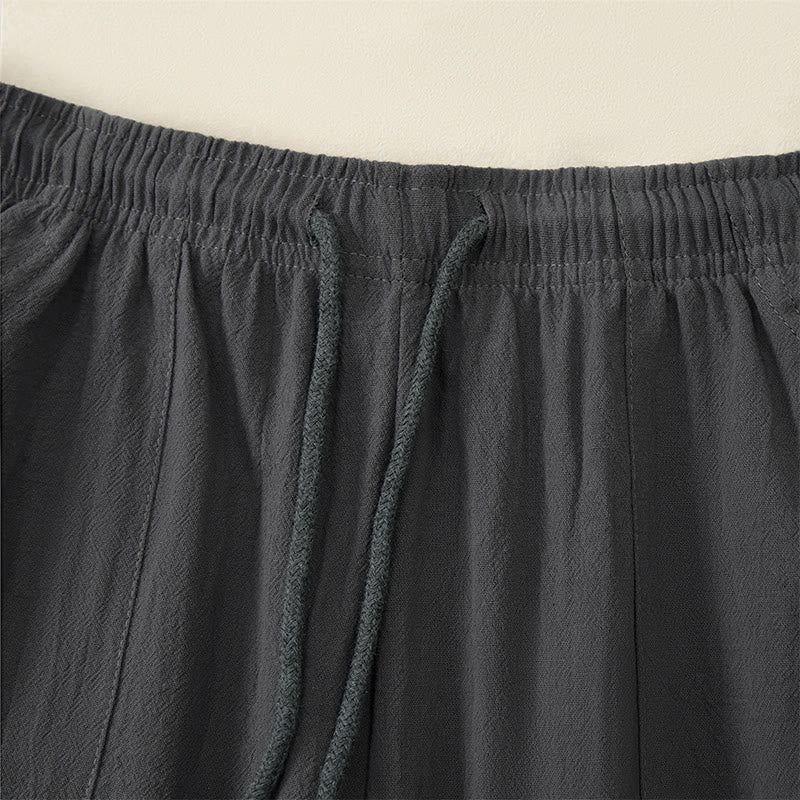 Nimara Ritual Summer Casual Drawstring Solid Capri Pants Men's Straight Leg Pants With Pockets