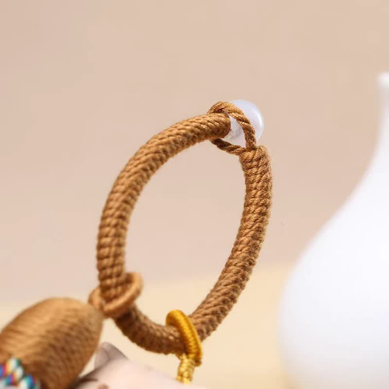Nimara Ritual Beech Wood Cat Peace Tassel Bag Charm Keychains
