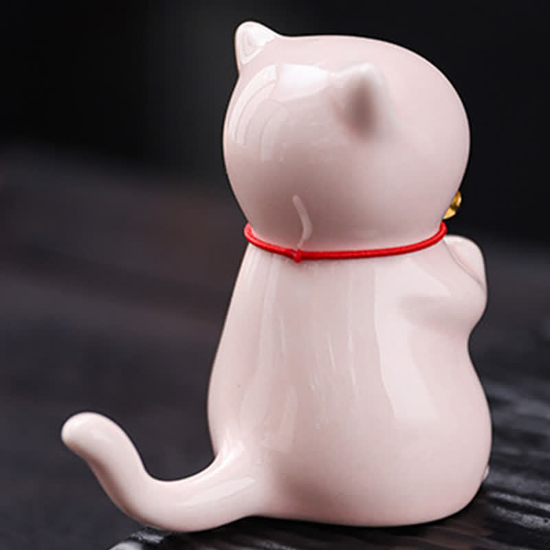 Nimara Ritual Ceramic Kawaii Cat Incense Burner with Ash Catching Tray Without Incense