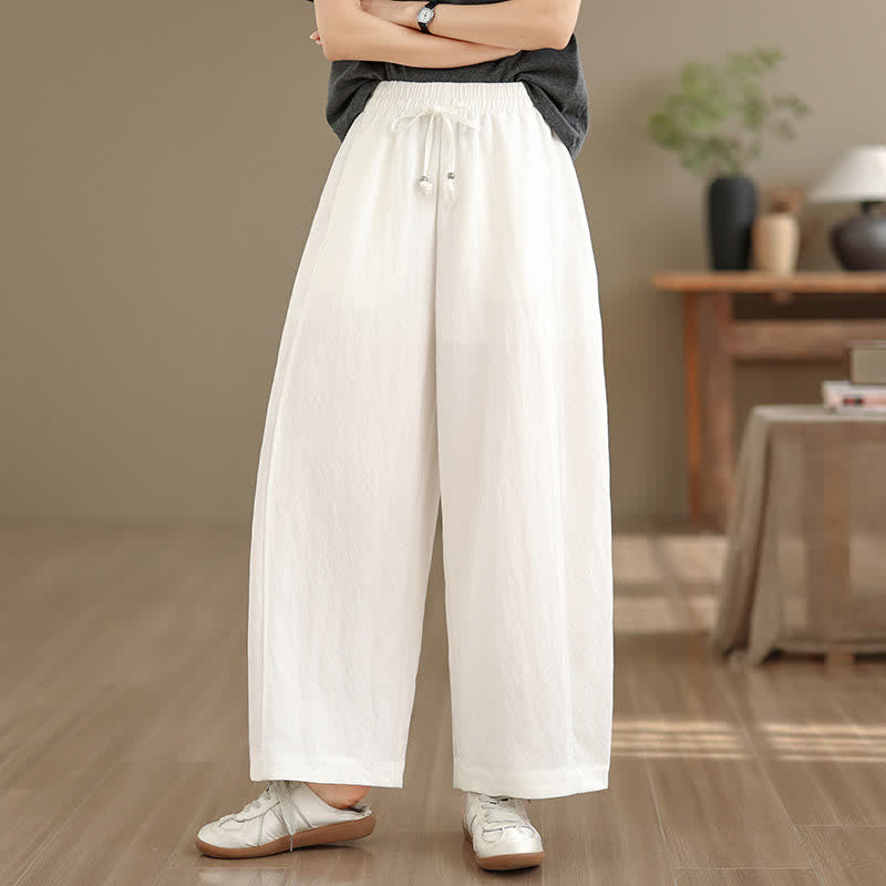 Nimara Ritual Summer Casual Drawstring Solid Cropped Pants Women's Wide Leg Pants With Pockets