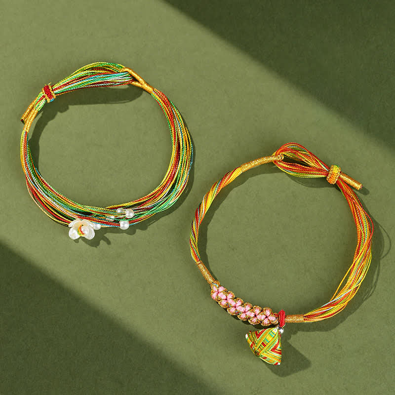 Nimara Ritual Multiple Colorful String Zongzi Peach Blossoms Connection Bracelet
