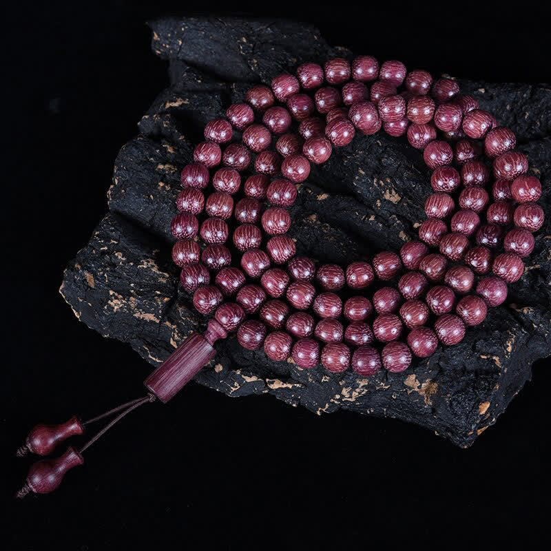 Creativity and Confidence Natural Peltogyne Gourd 108 Bead Mala