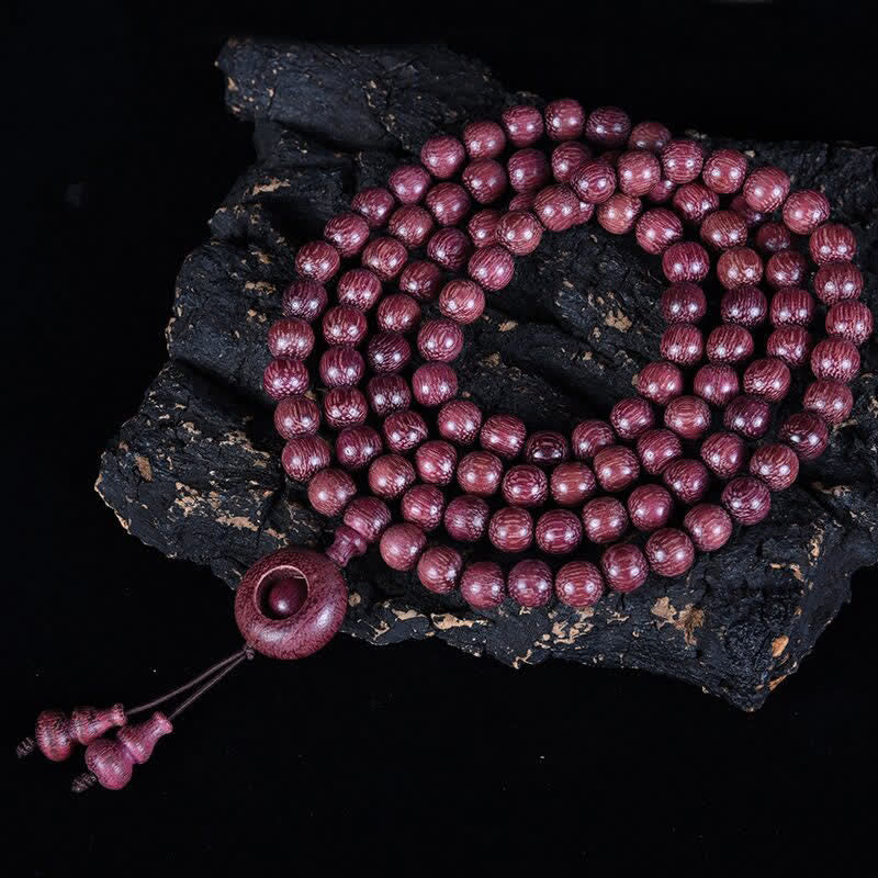 Creativity and Confidence Natural Peltogyne Gourd 108 Bead Mala