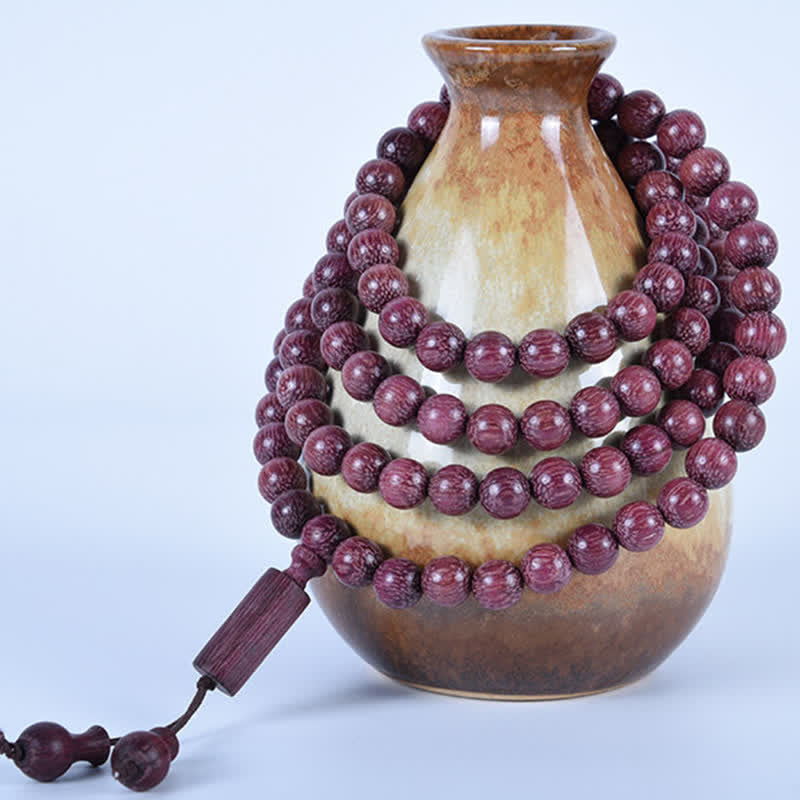 Creativity and Confidence Natural Peltogyne Gourd 108 Bead Mala