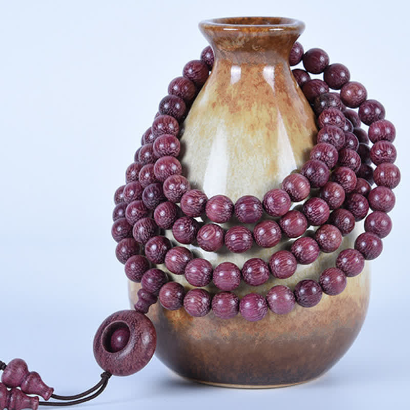 Nimara Ritual Natural Peltogyne Gourd 108 Bead Mala