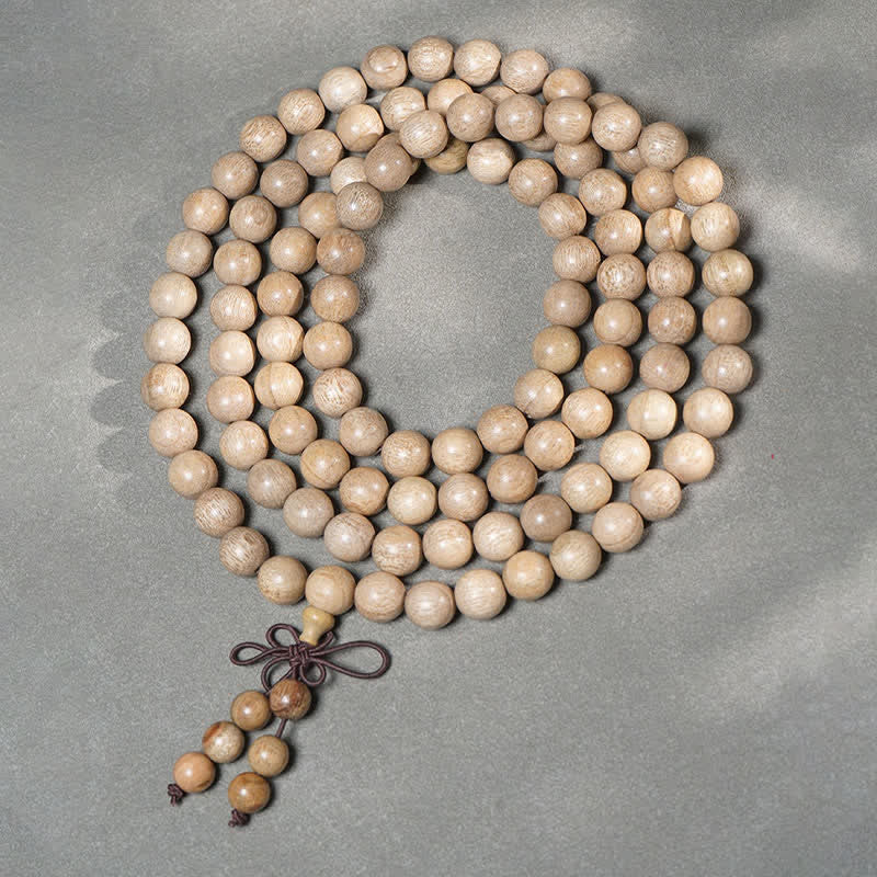Perseverance and Meditation Natural Camphor Wood 108 Bead Mala