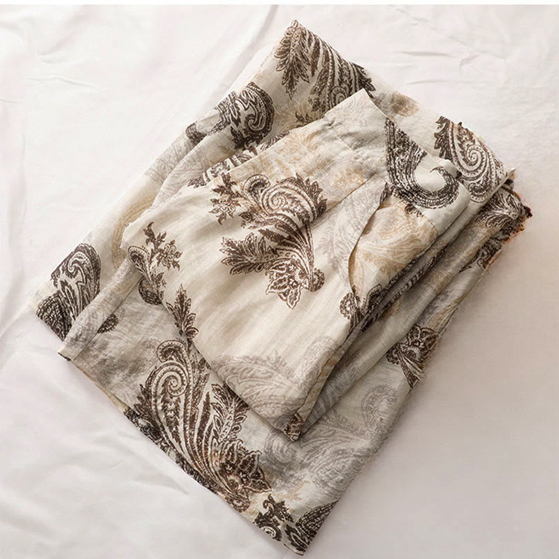 Nimara Ritual Summer Boho Casual Paisley Zipper Design Ankle Women's Straight Leg Pants With Pockets