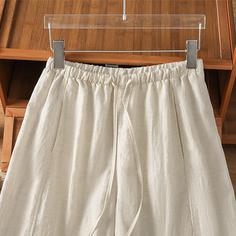 Nimara Ritual Summer Casual Minimalist Drawstring Solid Cropped Pants Women's Straight Leg Pants With Pockets