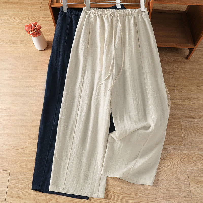 Nimara Ritual Summer Casual Minimalist Drawstring Solid Cropped Pants Women's Straight Leg Pants With Pockets