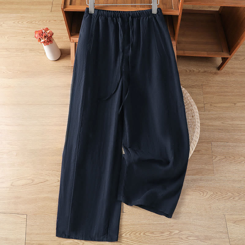 Nimara Ritual Summer Casual Minimalist Drawstring Solid Cropped Pants Women's Straight Leg Pants With Pockets
