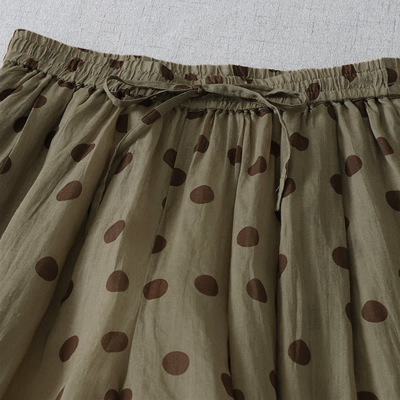 Nimara Ritual Summer Casual Vintage Drawstring Polka Dot Women's Cropped Pants With Pockets